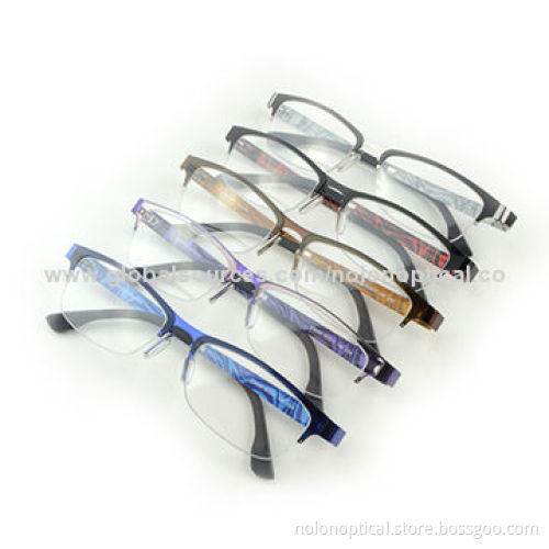 Metal Rim Combined Optical Frame with Red Colorful Temple